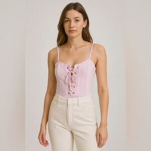 Forever 21 Pink Lace-Up Bodysuit